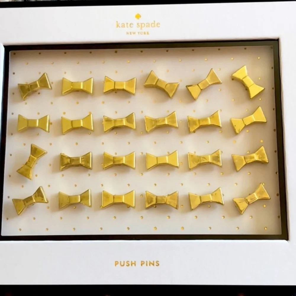 Kate Spade Gold Bow Push Pins 24 pack - Picture 1 of 1